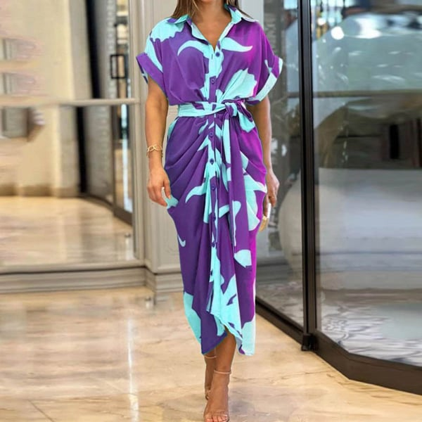 LP | Printed shirt dress with cuffs