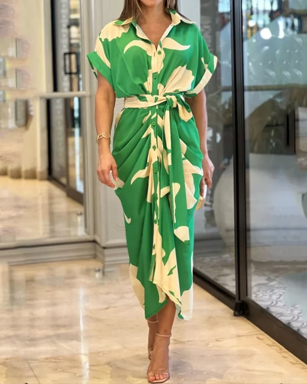 LP | Printed shirt dress with cuffs
