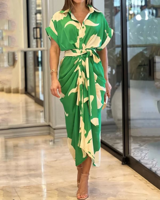 LP | Printed shirt dress with cuffs