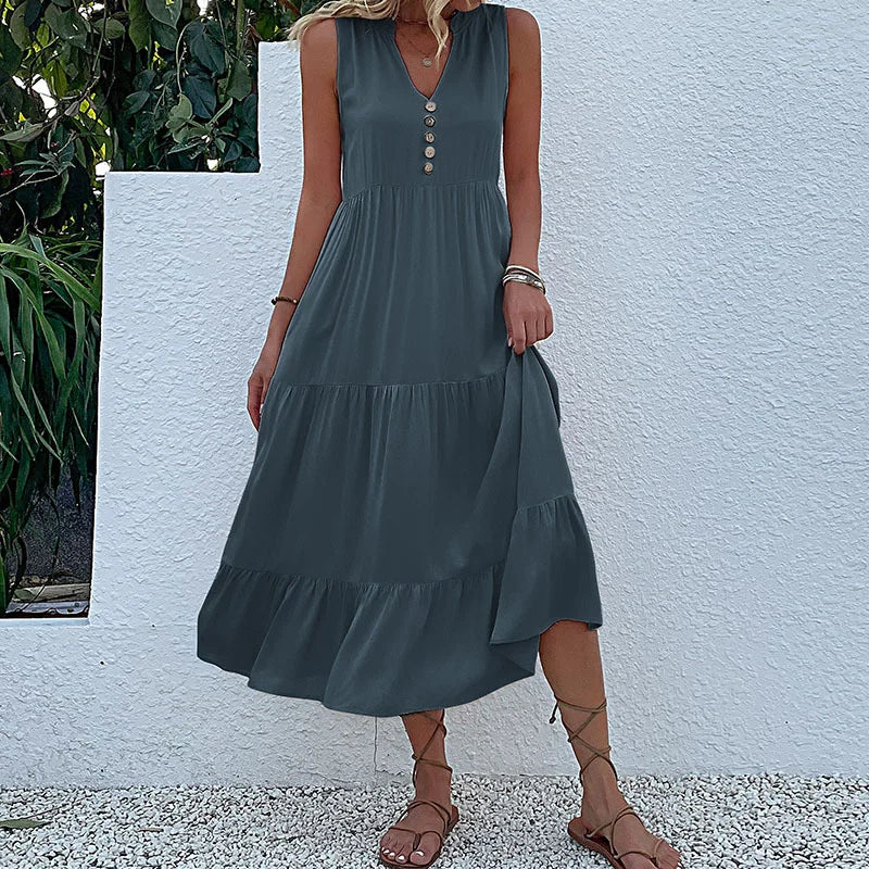 LP | Dress with ruffle hem and ruffle sleeves