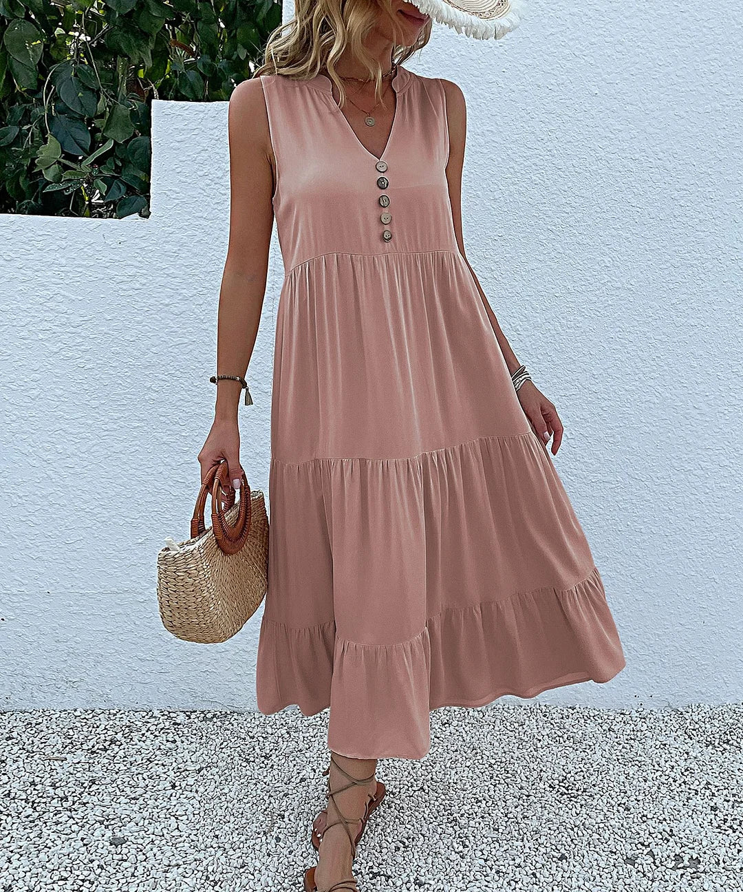LP | Dress with ruffle hem and ruffle sleeves