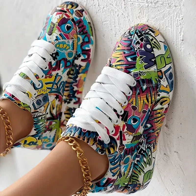 LP | High-top sneakers with graffiti print
