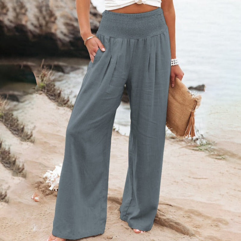 Wide-legged and high-waisted pants