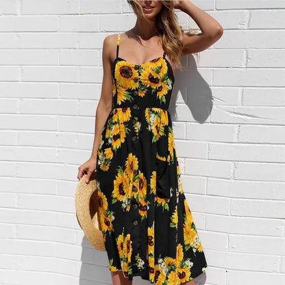 LP | Sexy summer midi dress with beach print