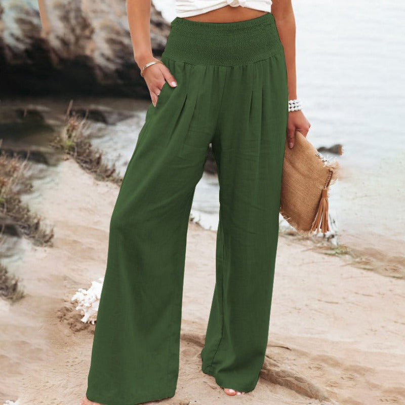 Wide-legged and high-waisted pants