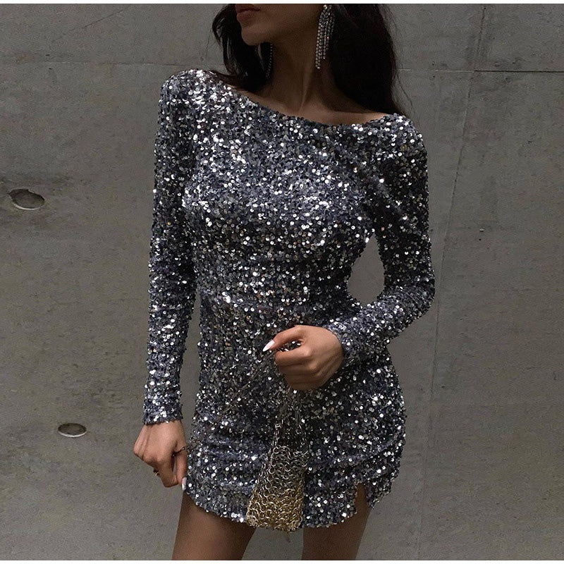 LP | Glitter dress with open back