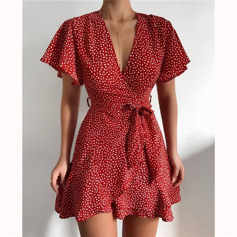 LP | Fashionable dress with charming ruffles and V-neckline