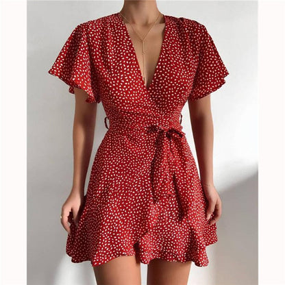 LP | Fashionable dress with charming ruffles and V-neckline