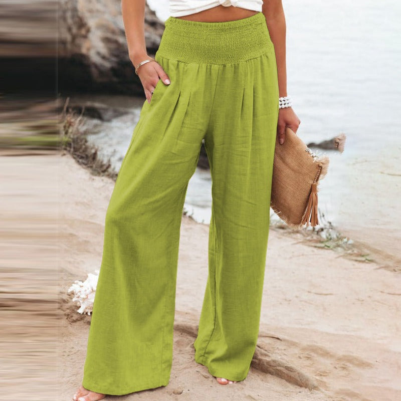 Wide-legged and high-waisted pants