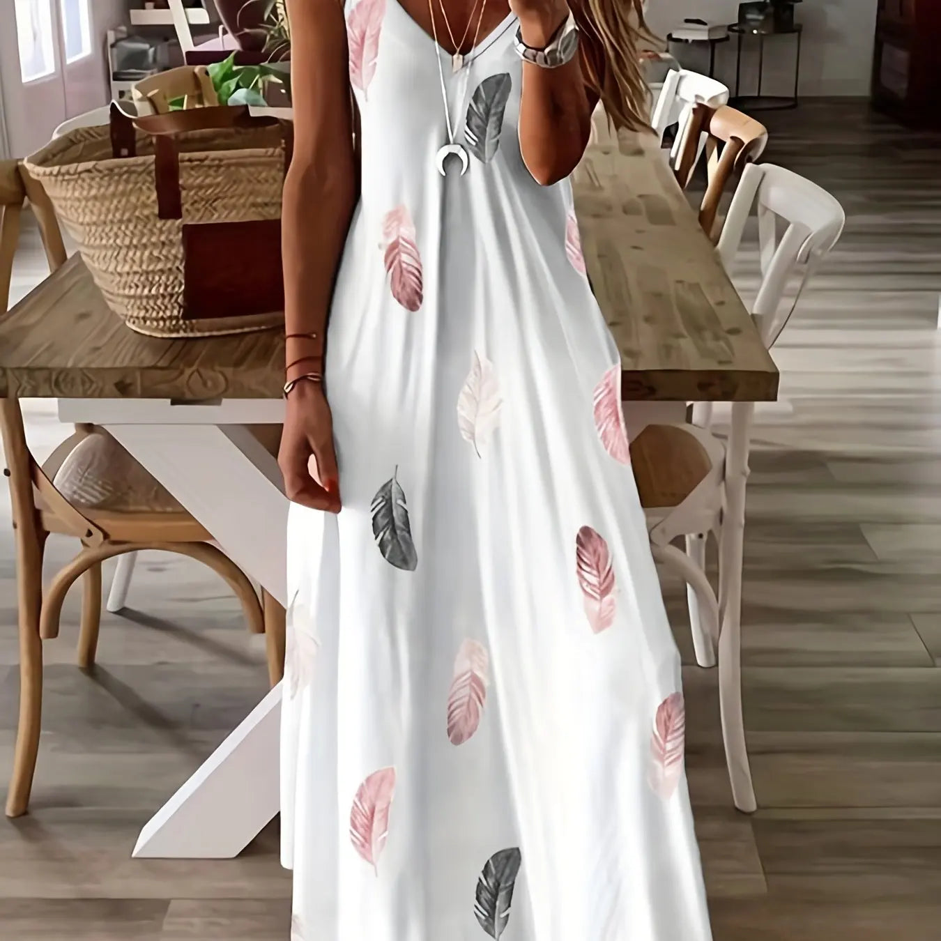 LP | Summer Fresh Floral Print Beach Holiday Casual Suspenders Dress Fashion Sleeveless Loose Long Skirt