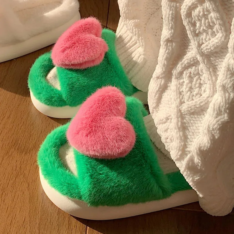 Chloé Heart Slippers | Fluffy & Warm