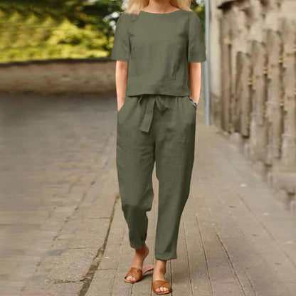 Elegant, colourful two-piece summer set