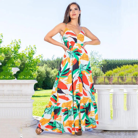 LP | Maxi dress with tropical pattern