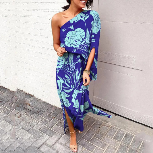 Diagonal shoulder dresses