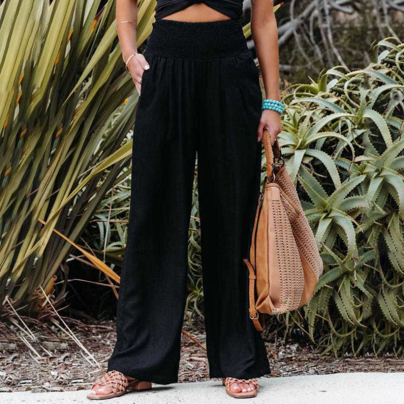 Wide-legged and high-waisted pants