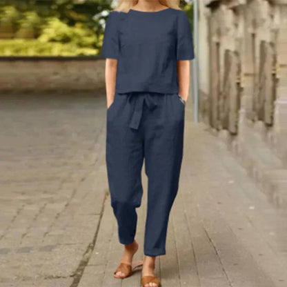 Elegant, colourful two-piece summer set