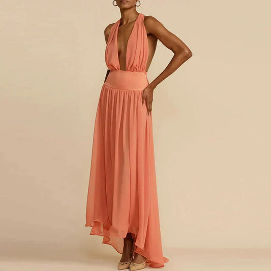 LP | Maxi deep V-neck dress