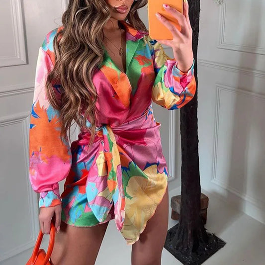LP | Long-sleeved dress with floral pattern.