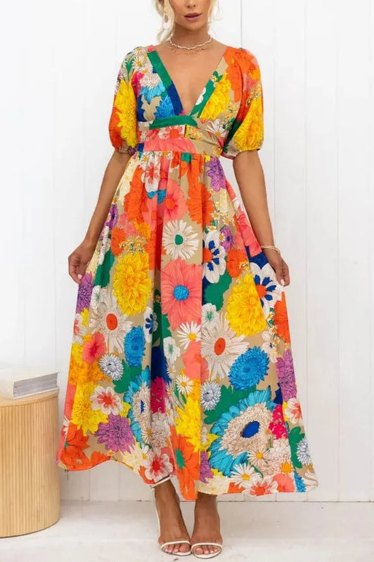 LP | Anna -dress with puff sleeves and floral print