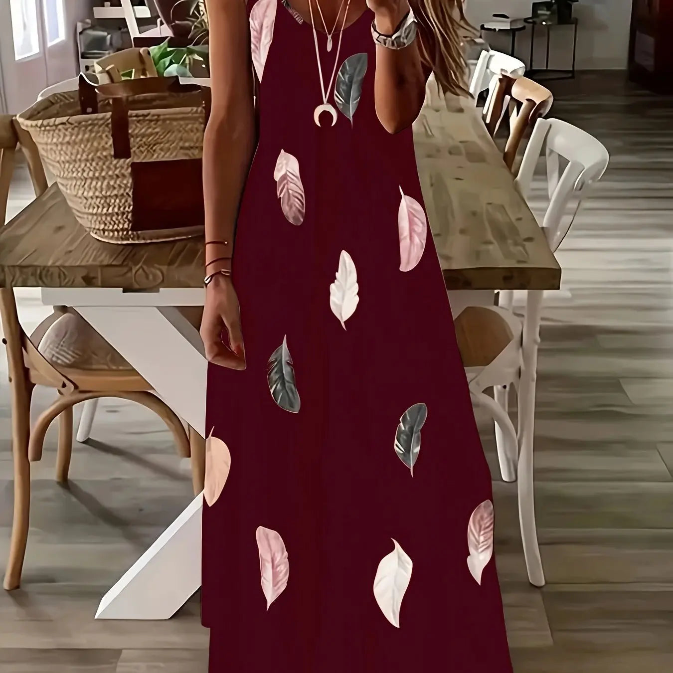 LP | Summer Fresh Floral Print Beach Holiday Casual Suspenders Dress Fashion Sleeveless Loose Long Skirt