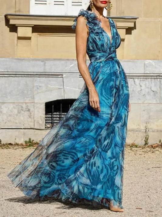 LP | Debie - Bohemian long dress in peacock blue style