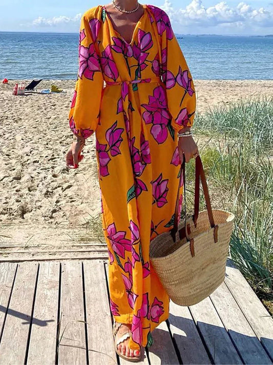 LP | Maxi long-sleeved dress with print