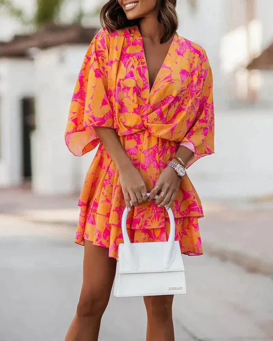 LP | Dress with ruffles and floral print