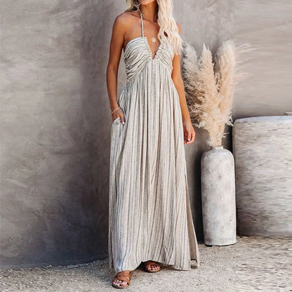 LP | Sexy long striped dress with adjustable tube top Tanga