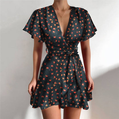 LP | Fashionable dress with charming ruffles and V-neckline