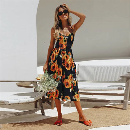 LP | Sexy summer midi dress with beach print