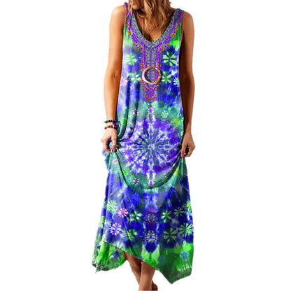 LP | Women's S-5XL Size Women's New Ethnic Style Printed Tank Top Loose Fit Women's Dress Women's Clothing Leisure Style