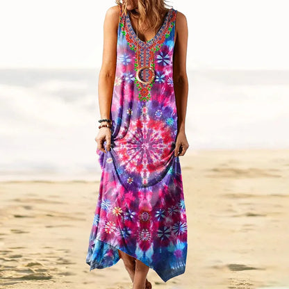 LP | Women's S-5XL Size Women's New Ethnic Style Printed Tank Top Loose Fit Women's Dress Women's Clothing Leisure Style