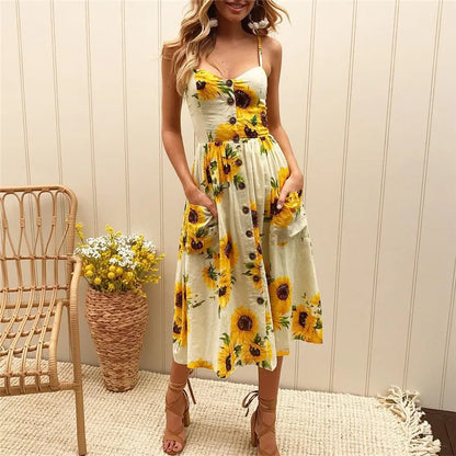LP | Sexy summer midi dress with beach print