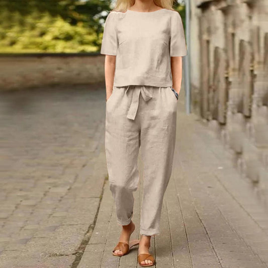 Elegant, colourful two-piece summer set