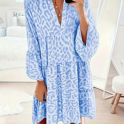 LP | Boho dress with leopard pattern for women, size large.