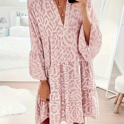 LP | Boho dress with leopard pattern for women, size large.
