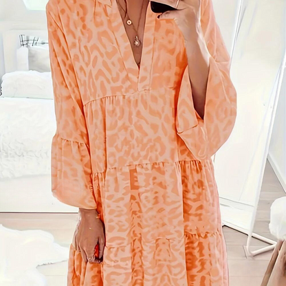 LP | Boho dress with leopard pattern for women, size large.