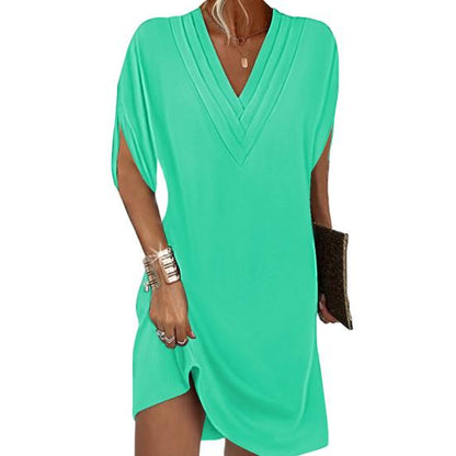LP | Stylish and versatile casual dress with v-neck and half sleeves