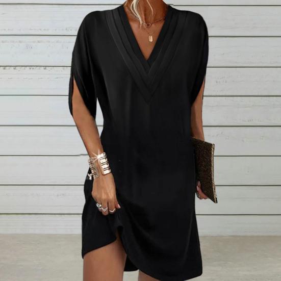 LP | Stylish and versatile casual dress with v-neck and half sleeves