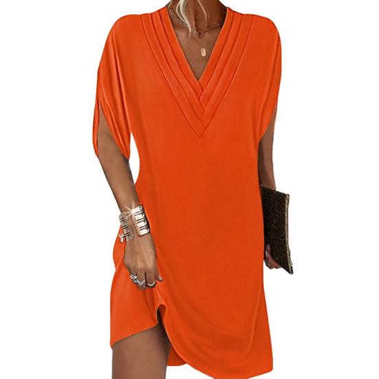 LP | Stylish and versatile casual dress with v-neck and half sleeves