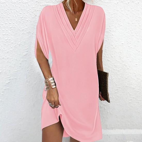 LP | Stylish and versatile casual dress with v-neck and half sleeves