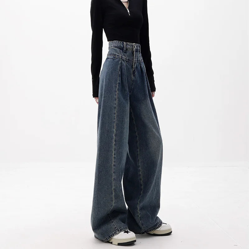 Women's high-waisted wide-leg jeans