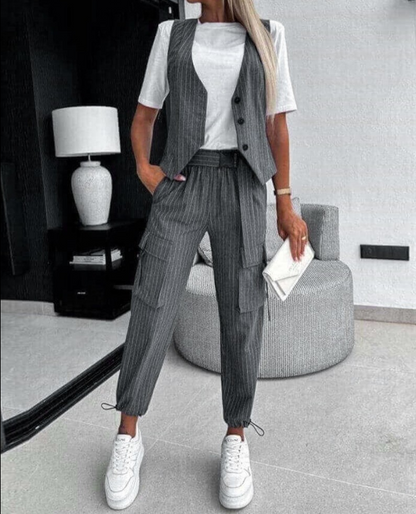 LP | Striped two-piece v-neck set