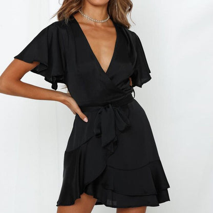 LP | Fashionable dress with charming ruffles and V-neckline