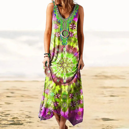 LP | Women's S-5XL Size Women's New Ethnic Style Printed Tank Top Loose Fit Women's Dress Women's Clothing Leisure Style
