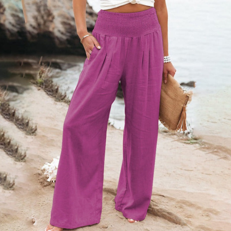 Wide-legged and high-waisted pants