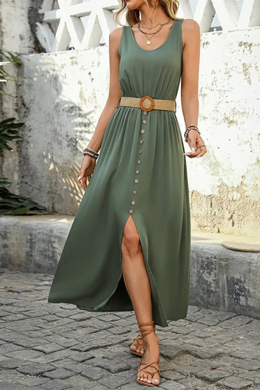 Sloane | Summer Round-neck Sleeveless Split Dress