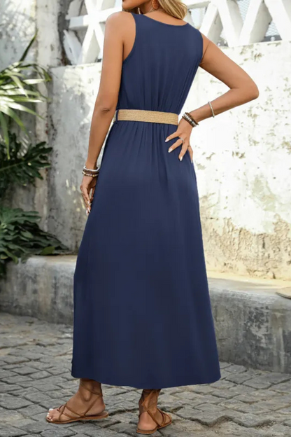 Sloane | Summer Round-neck Sleeveless Split Dress