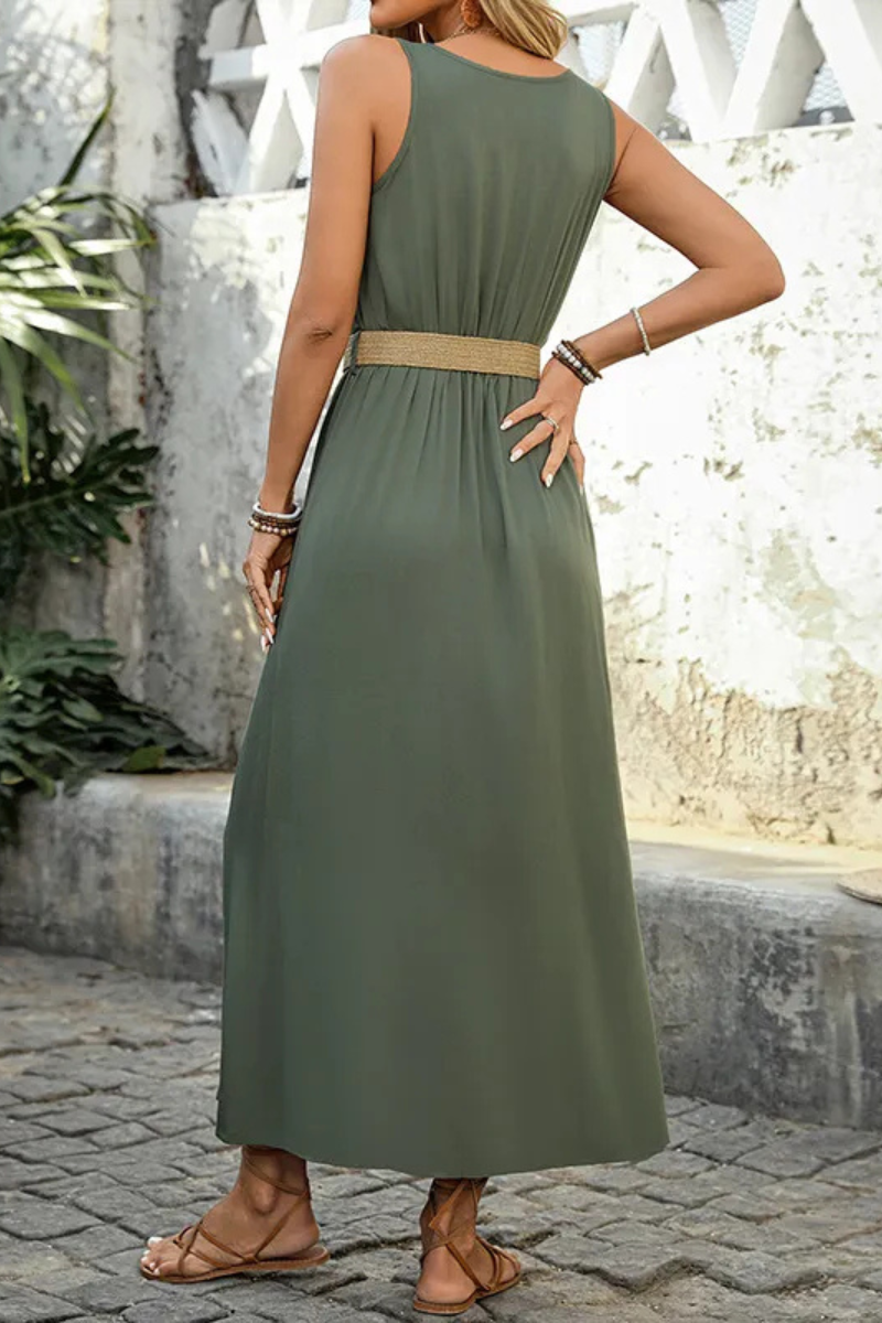 Sloane | Summer Round-neck Sleeveless Split Dress