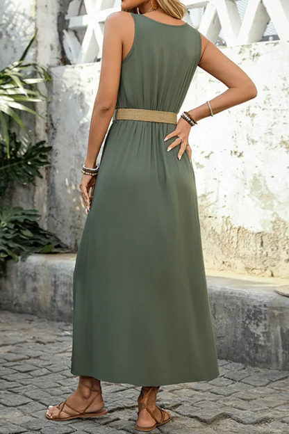 Sloane | Summer Round-neck Sleeveless Split Dress